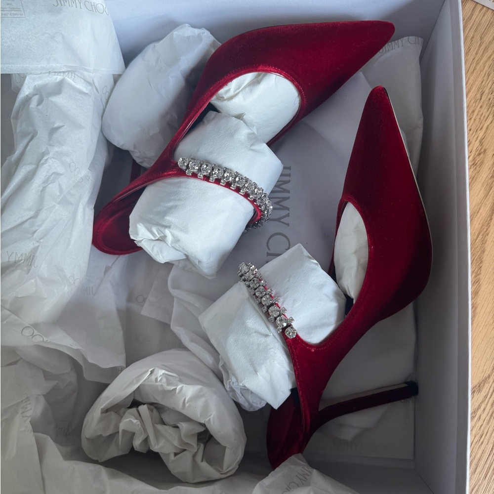 Jimmy Choo Bing Mule Ruby Red - Picture 3 of 5